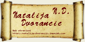 Natalija Dvorančić vizit kartica